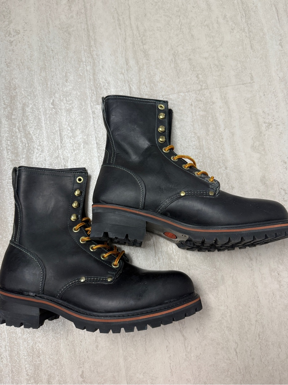 Vintage Iron Age Mountain Steel Toe Black leather logger boots Michael Myers New